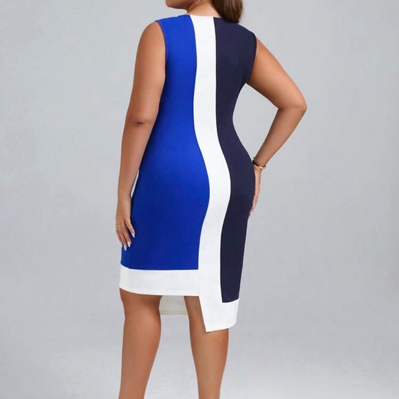 NWOT women’s royal blue asymmetrical hem dress plus size 16 XXL - Picture 2 of 3